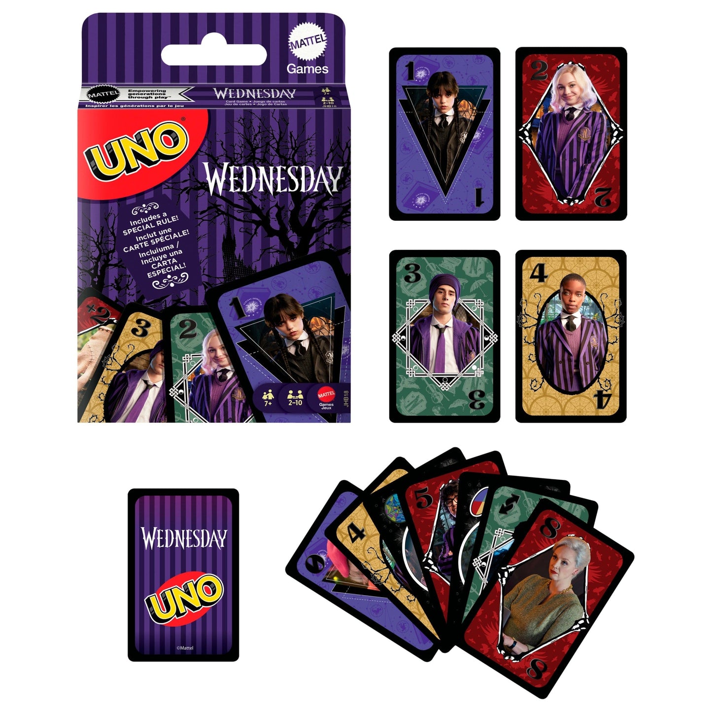 UNO Wednesday Card Game For Kid, Adult & Family Nights, Toy Collectible Inspired By The Series