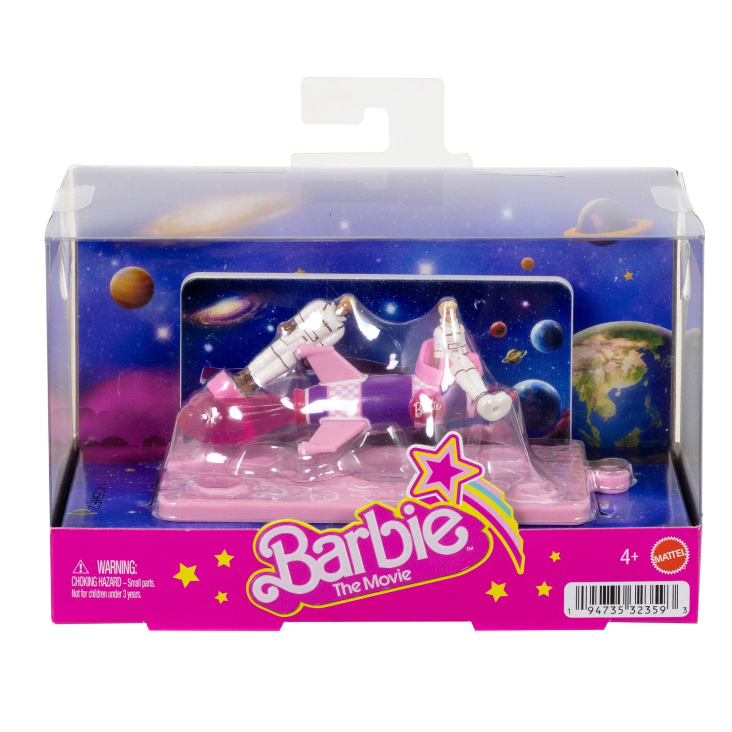 Barbie Mini BarbieLand Vehículo para Muñecas La Película Barbie y Ken en Cohete Espacial