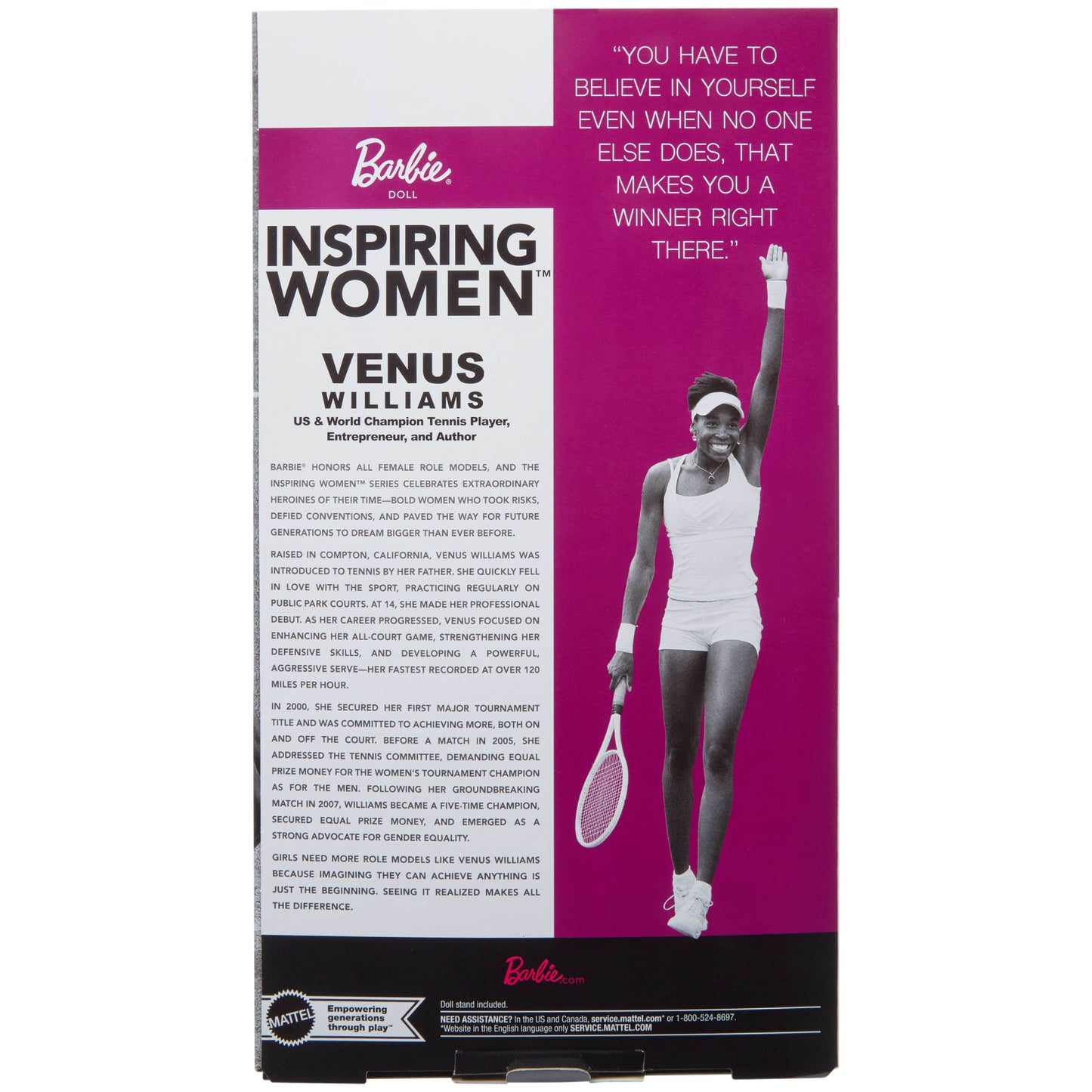 Barbie Inspiring Women Series, Venus Williams Fashion Doll With Signature Tennis Uniform