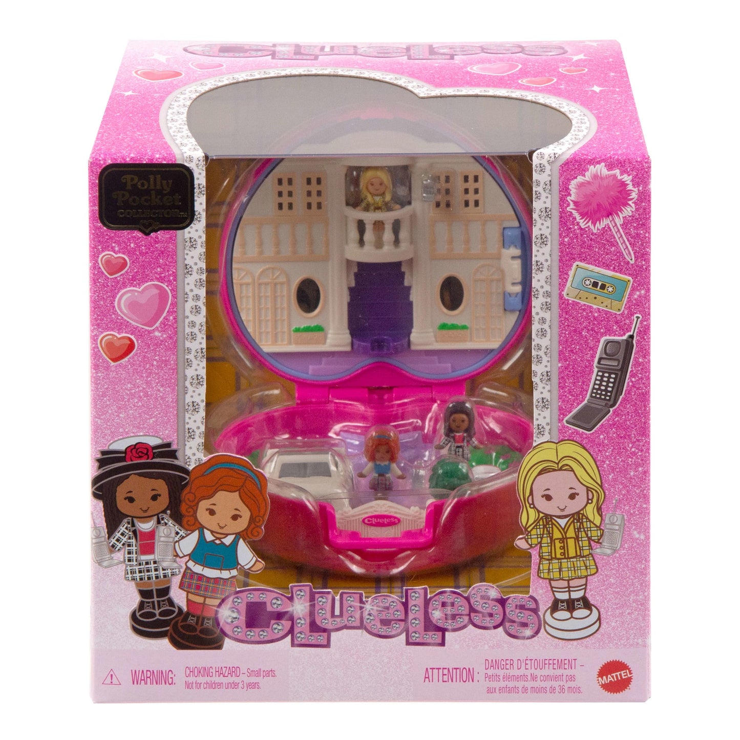 Polly Pocket Micro Dolls And Playset, Collector Clueless Compact With Toy Car, Hat And Phone Accessories