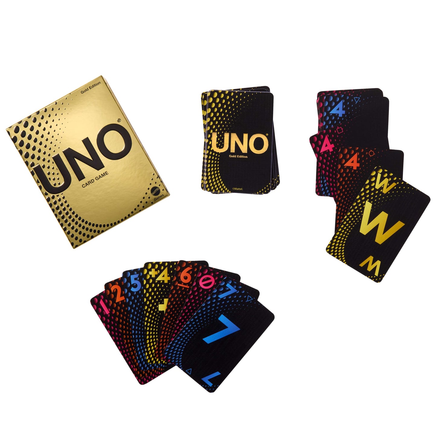 UNO Card Game Gold Edition For Kid, Adult & Family Nights, Collectible Deck With Foil Accents