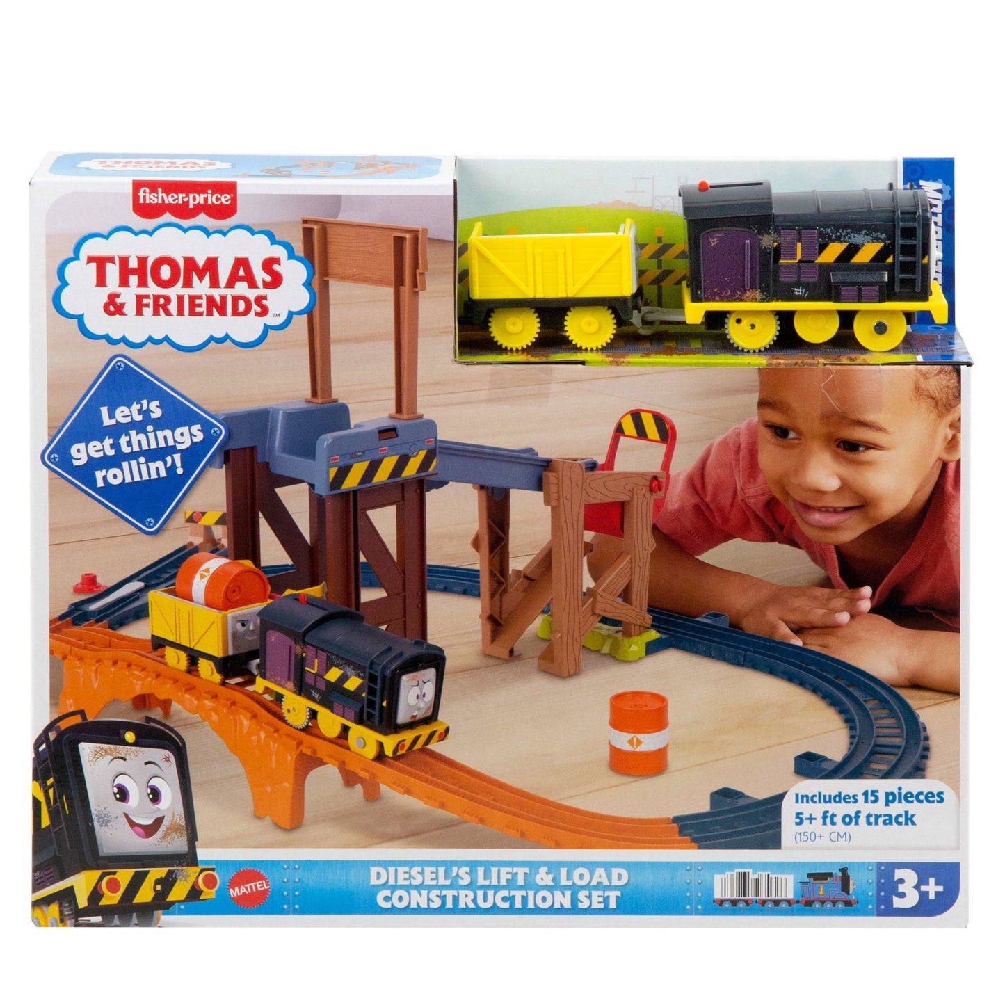 Thomas & Friends Diesel's Lift & Load Construction Set, Motorized Toy Train With Track & Cargo