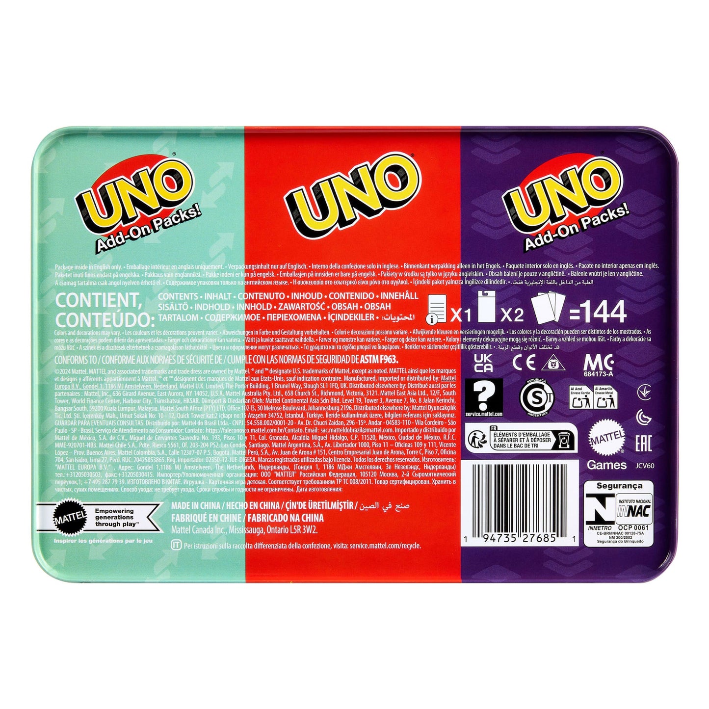 UNO Card Game With 2 Add-On Packs Card Deck For Kids, Adults & Family Night