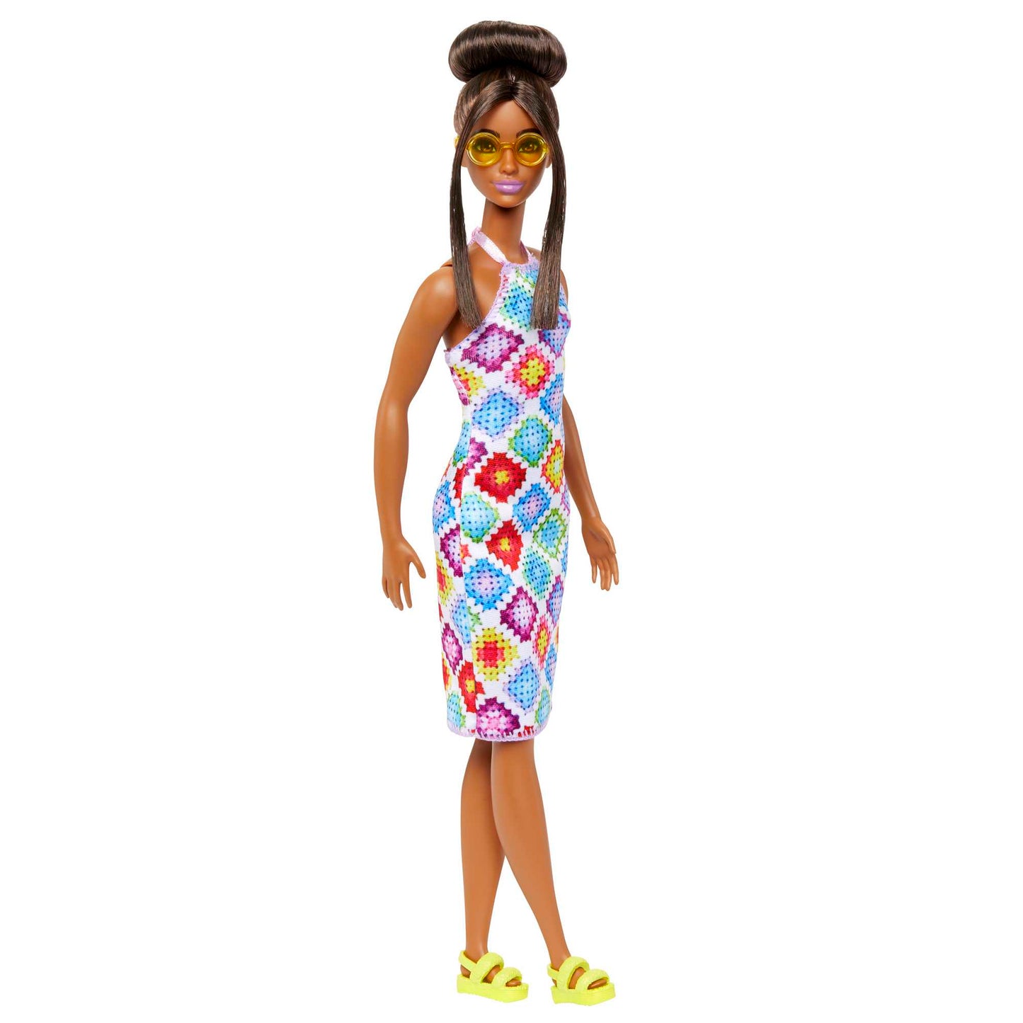 Barbie Fashionistas Doll #210 With Bun And Crochet Halter Dress