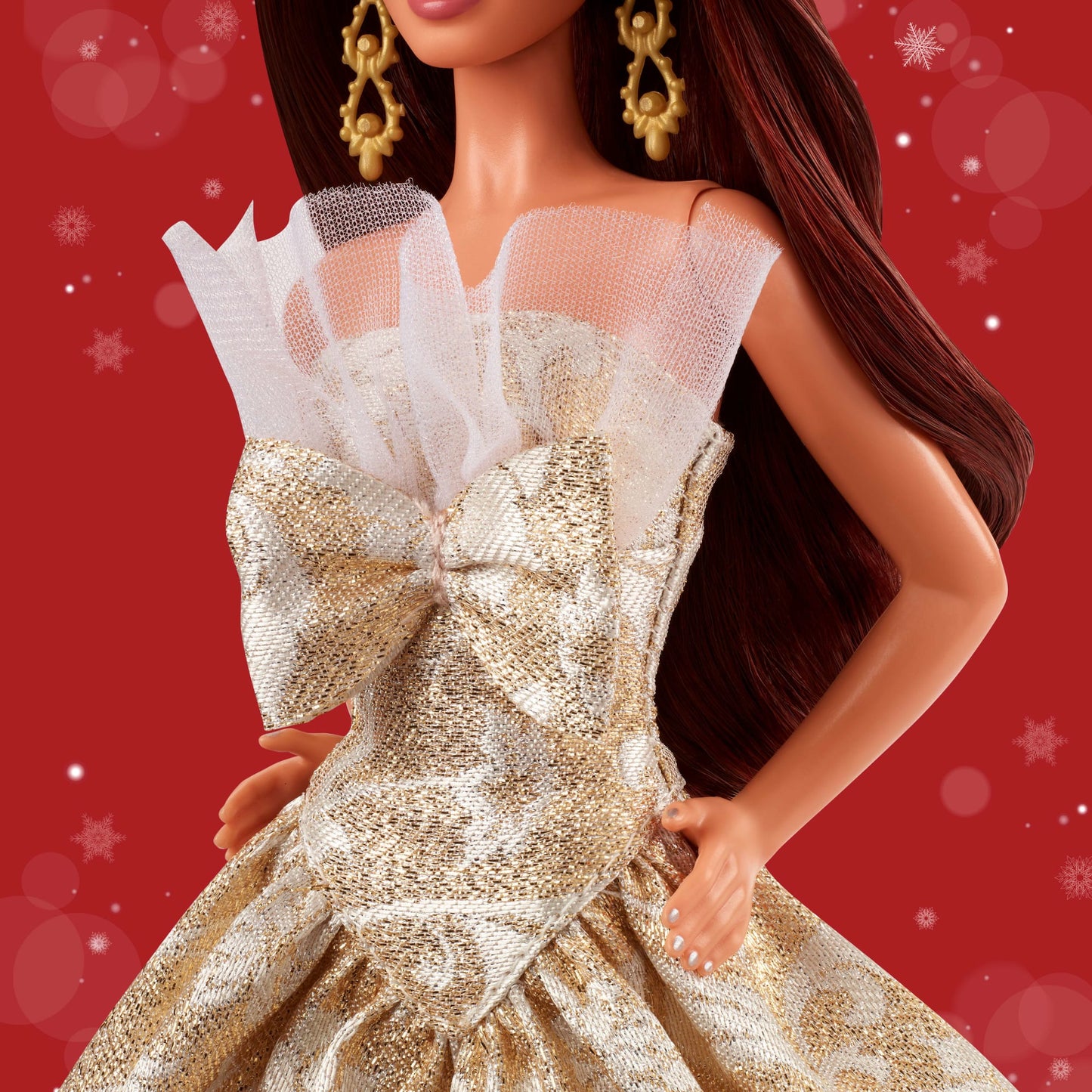 Barbie Signature 2025 Holiday Barbie Fashion Doll, Seasonal Collector, Dark Brown Hair With Silver & Gold Gown