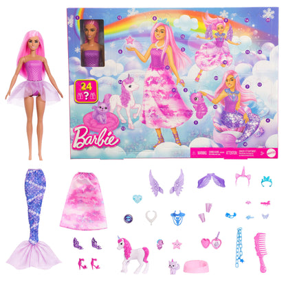 Barbie Advent Calendar With Fashion Doll & 24 Surprise Toy Accessories including Unicorn & Pets