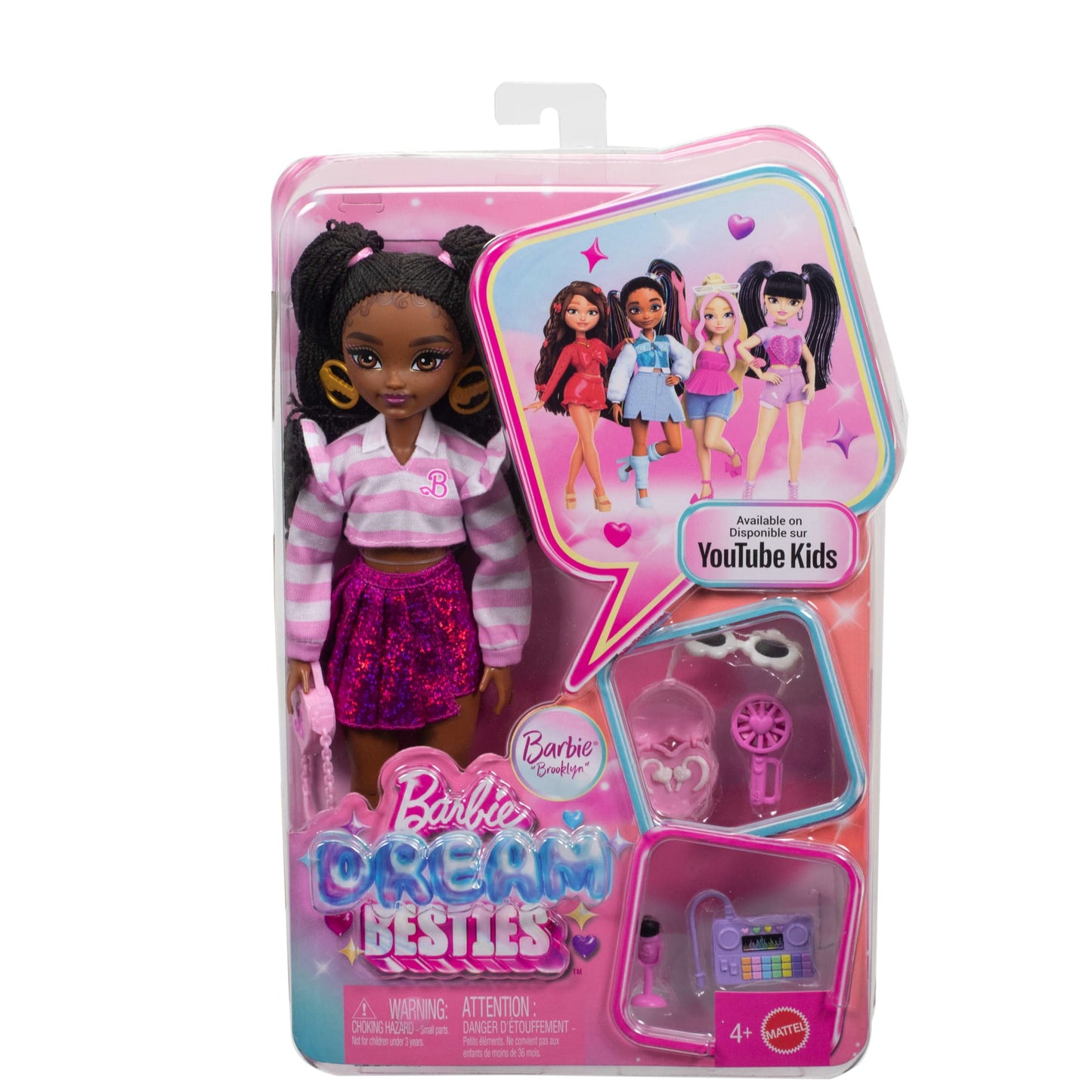 Barbie Dream Besties Barbie “Brooklyn” Doll & Accessories, Posable Fashion Doll & Themed Pieces