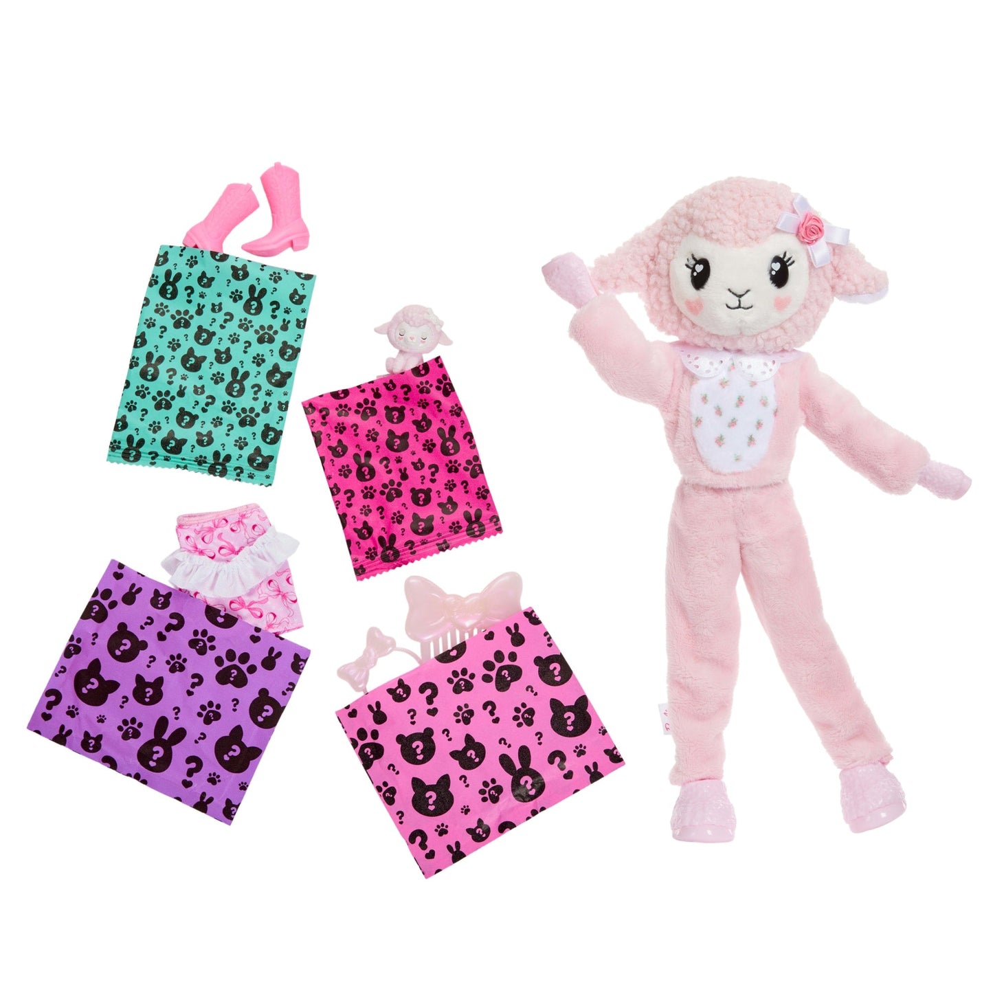Barbie Cutie Reveal Doll & Accessories, Cuddly Series Lamb With 10 Surprises