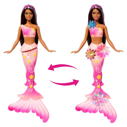 Barbie Flower Magic Mermaid Toy Doll With Surprise Blooming Flowers Feature & Pearl Headband Accessory
