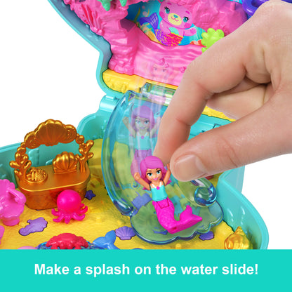 Polly Pocket Glitter Island Compact Playset With 1 Micro Mermaid Doll And Ocean Pets, Travel Toy With Themed Accessories