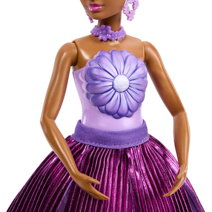 Barbie Petal Pop Scented Fashion Doll With Purple Dress, Reveal Accessories Like Bunny & More