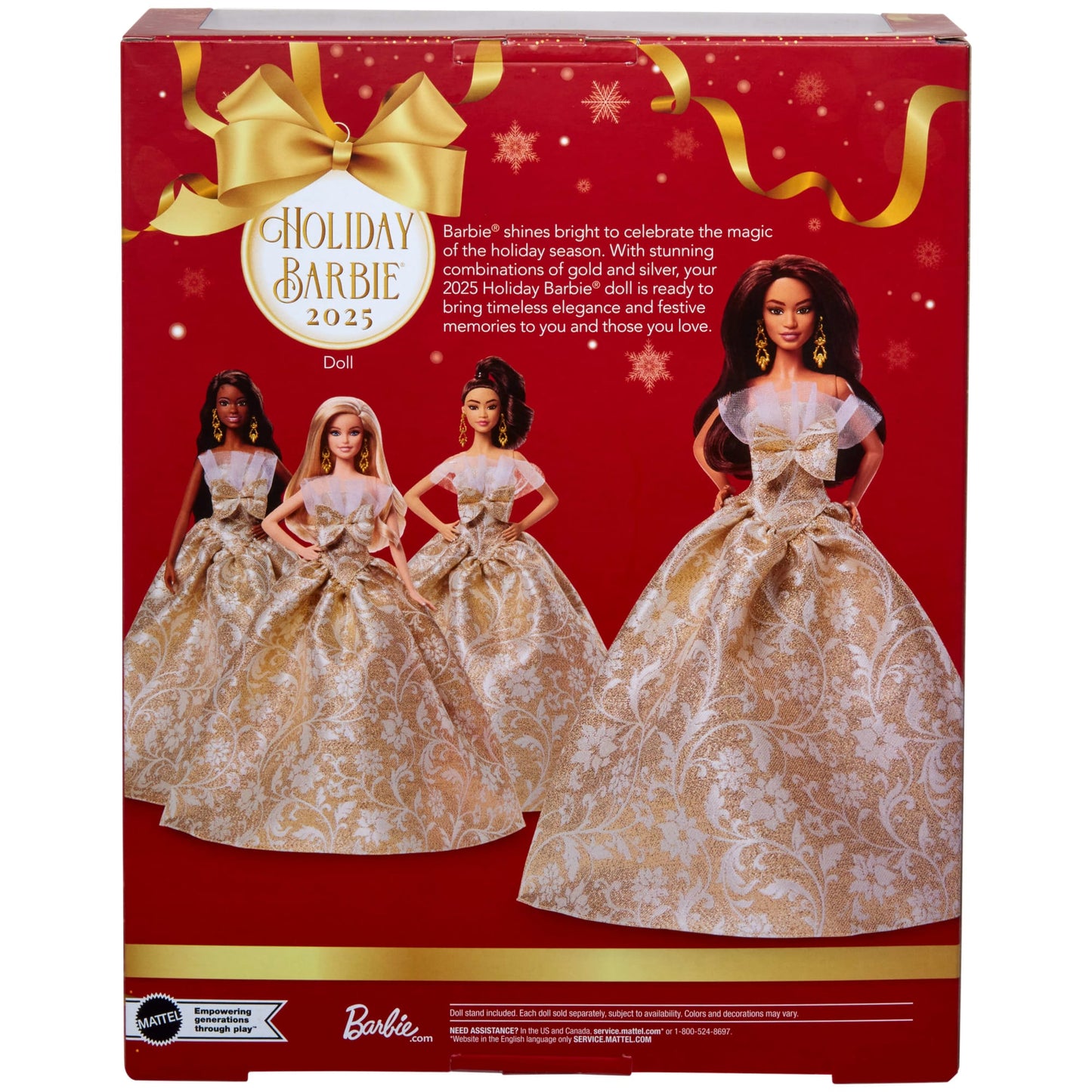 Barbie Signature 2025 Holiday Barbie Fashion Doll, Seasonal Collector, Dark Brown Hair With Silver & Gold Gown