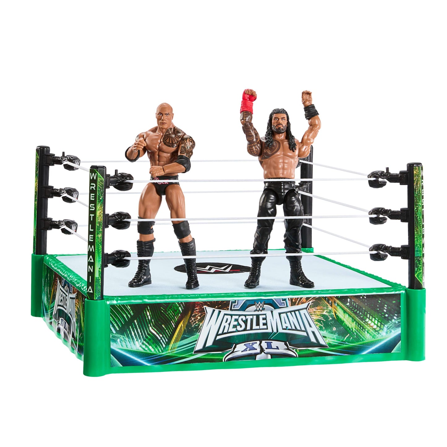 WWE Bloodlines Rules Playset With Ring & 2 Action Figures, includes The Rock & Roman Reigns