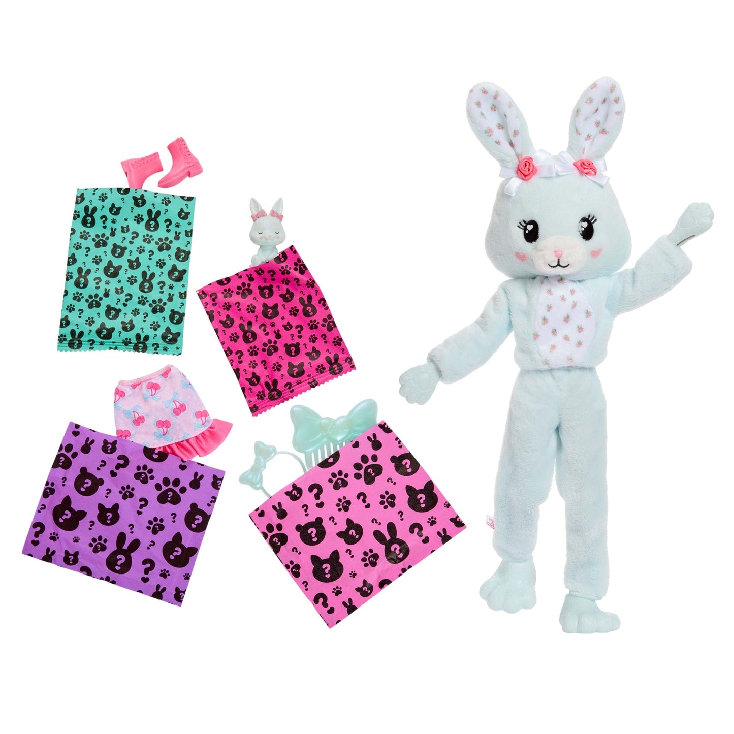 Barbie Cutie Reveal Doll & Accessories, Cuddly Series Bunny With 10 Surprises