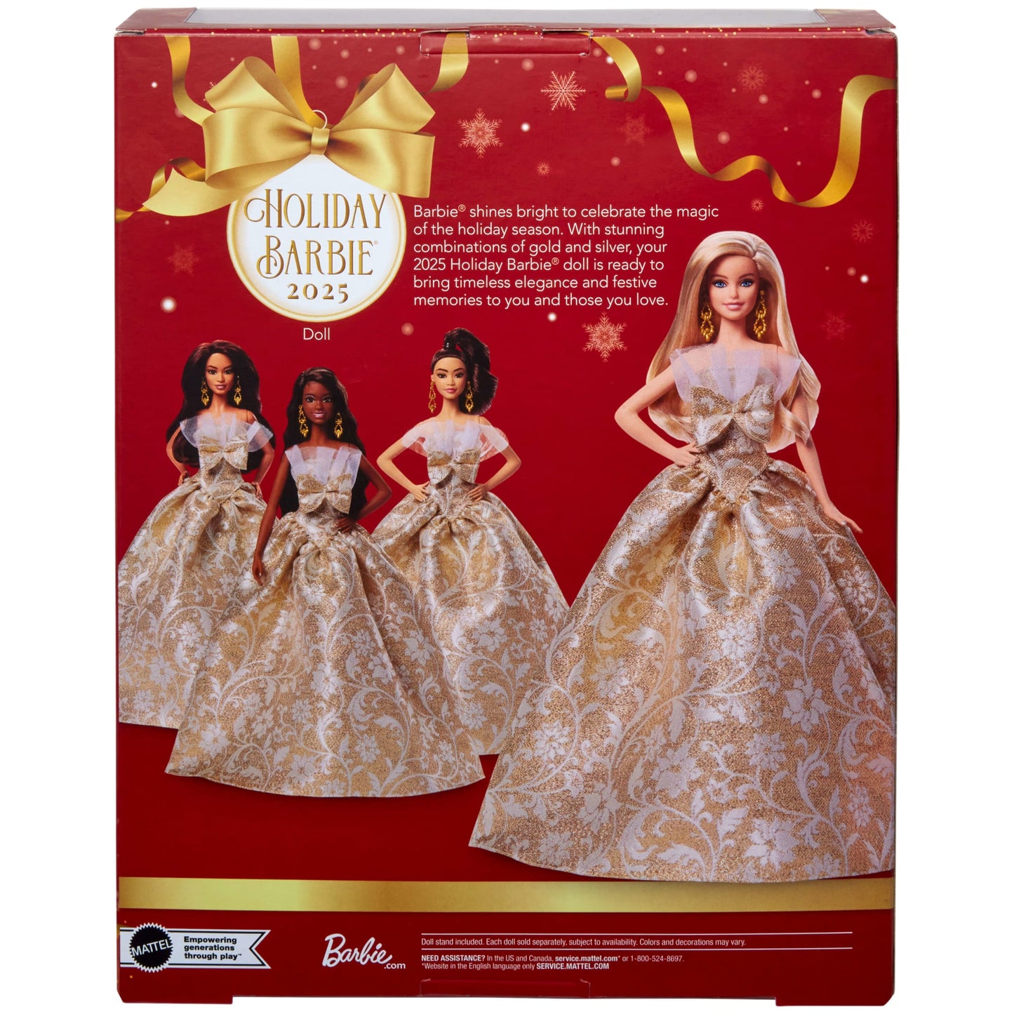 Barbie Signature 2025 Holiday Barbie Fashion Doll, Seasonal Collector, Blonde With Silver & Gold Gown