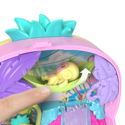 Polly Pocket Pineapple Monkey Compact Playset With 1 Micro Doll And Pet, Travel Toy With Fruit Accessories