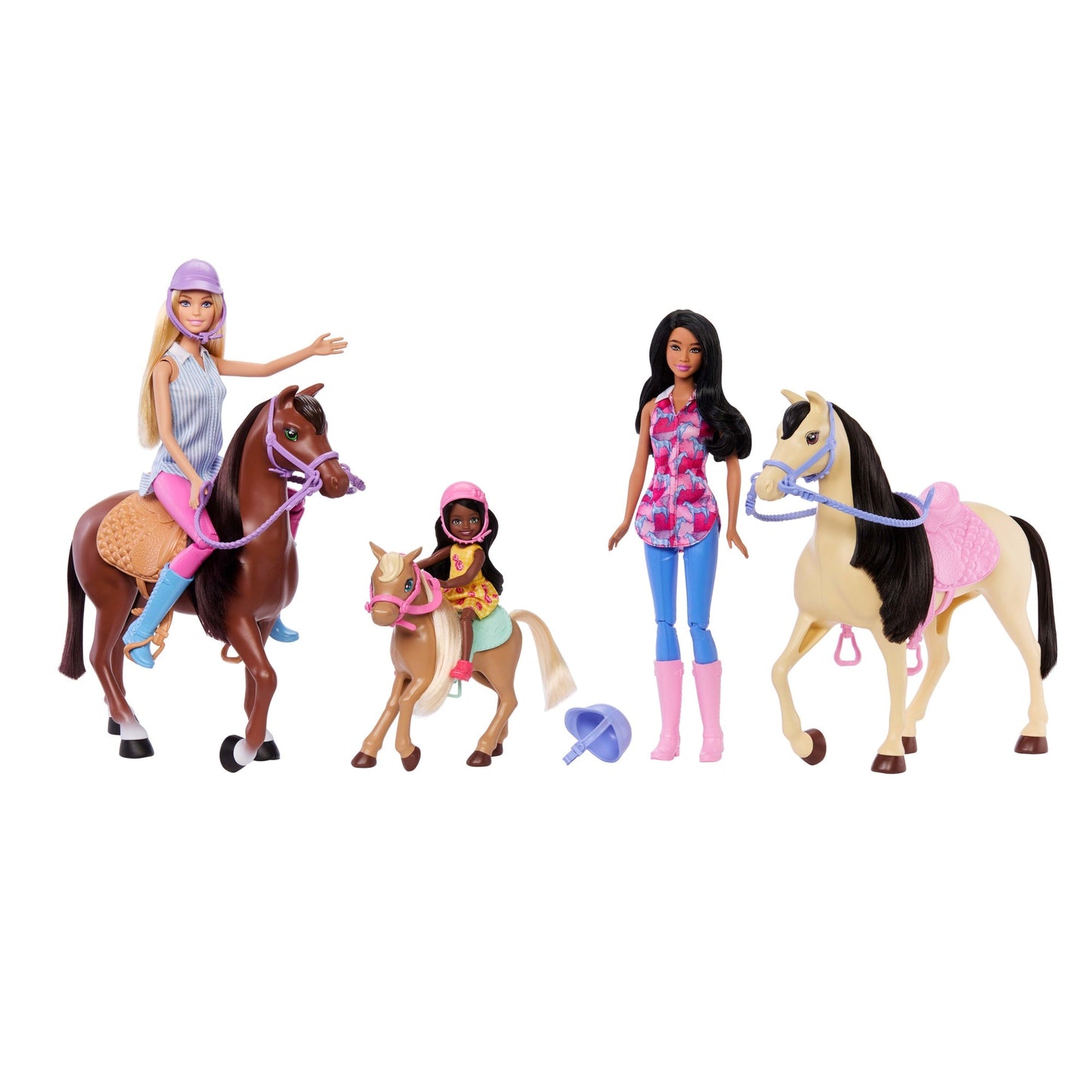 Barbie Doll & Horse Playset With 3 Dolls, 3 Horses & 24+ Accessories, includes Hair Styling Pieces