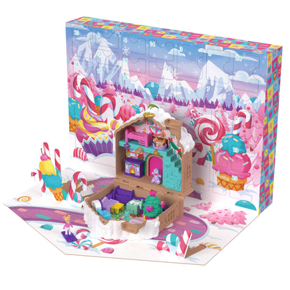 Polly Pocket Doll And Playset Advent Calendar, Diy Gingerbread House With Dollhouse Furniture, And 24+ Holiday Accessories