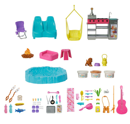Barbie Dream Camper Playset With Roof Tent, BBQ Grill With Color-Change Feature & 60+ Accessories