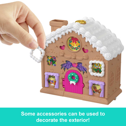 Polly Pocket Doll And Playset Advent Calendar, Diy Gingerbread House With Dollhouse Furniture, And 24+ Holiday Accessories