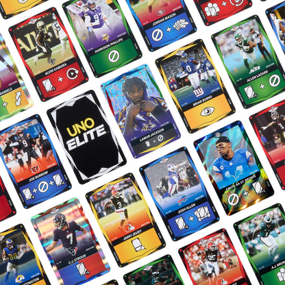 UNO Elite NFL Booster Bundle Set With 140 Elite Action Cards, 2025 Core Edition (Players May Vary)