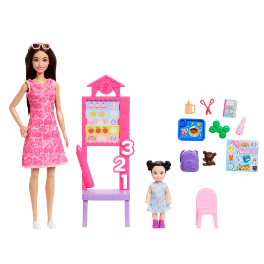 Barbie Careers Teacher Playset With Fashon Doll, Toddler Doll, Classroom Board & Accessories