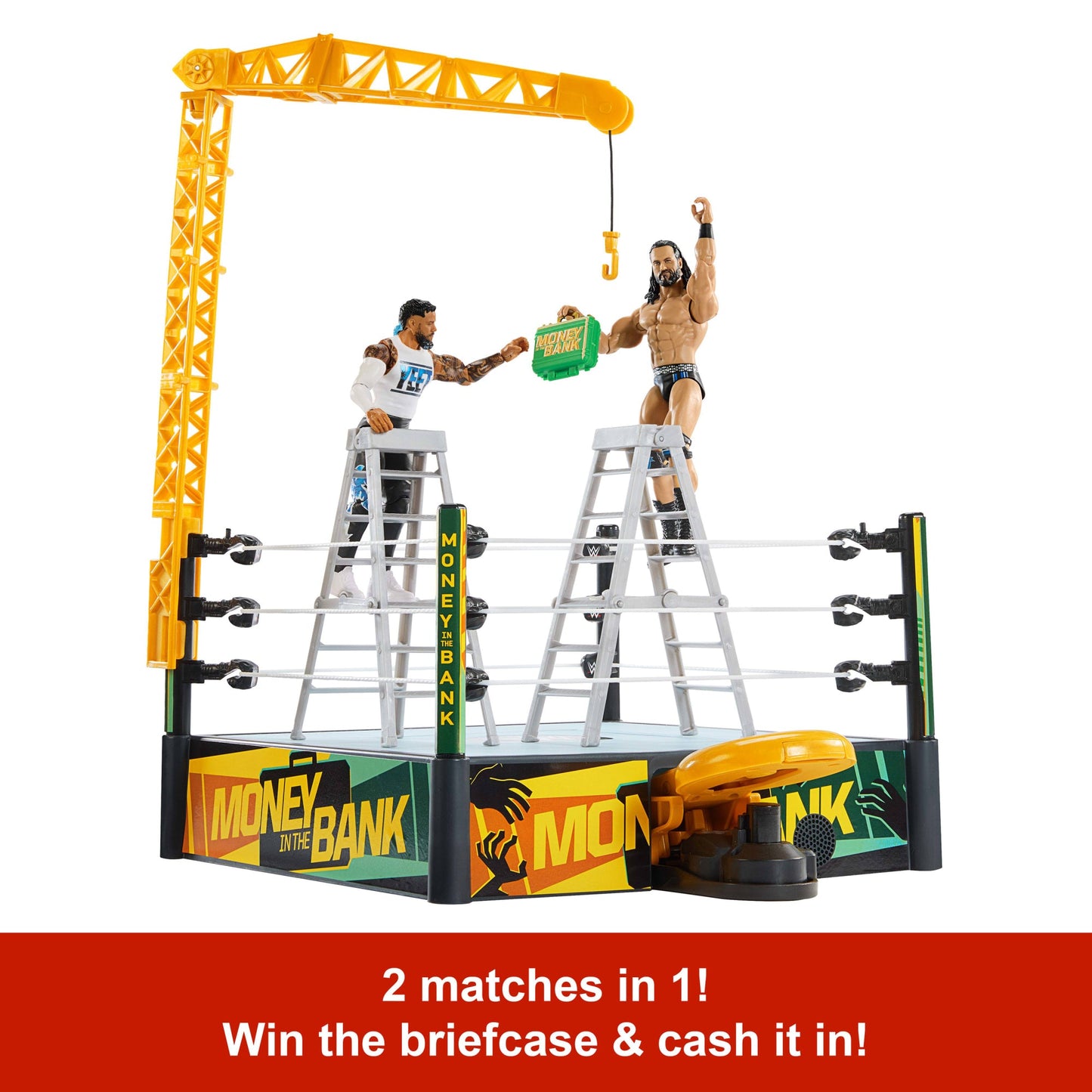 WWE Money in The Bank Cash-in Ring Playset With Accessories, 2 Play Modes, 40+ Sounds & Phrases