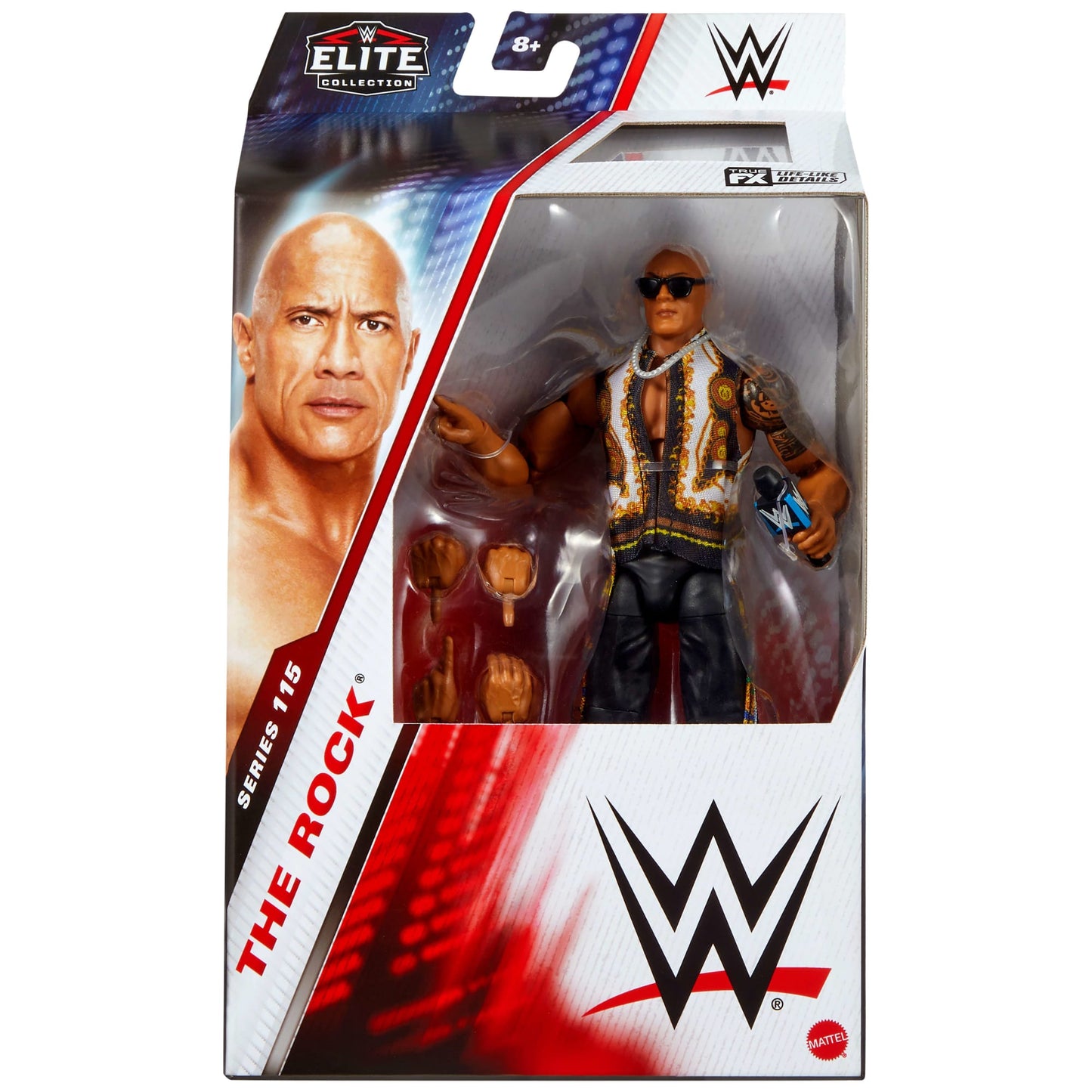 WWE Figura de Acción Elite The Rock gafas