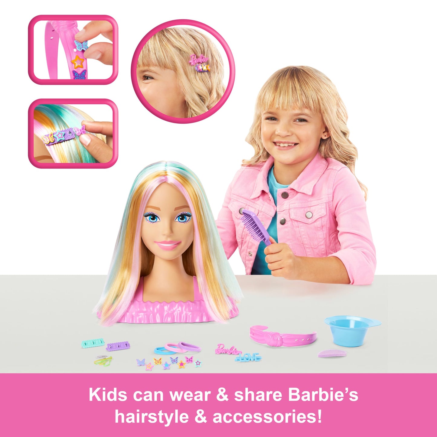 Barbie Doll Styling Head, Blonde Hair With 20+ Hair Styling Accessories