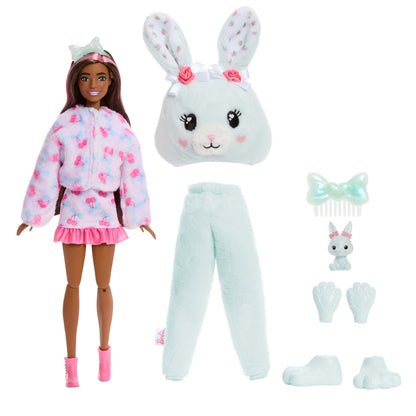 Barbie Cutie Reveal Doll & Accessories, Cuddly Series Bunny With 10 Surprises