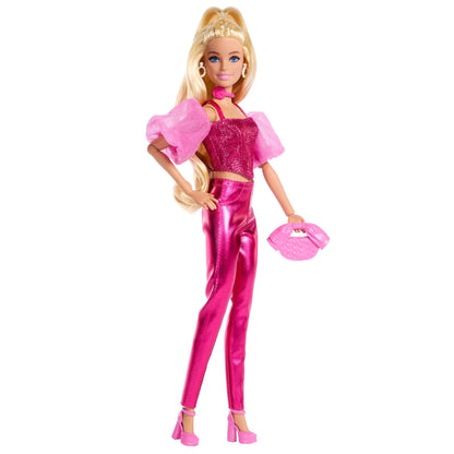 Barbie Fashionista Muñeca Deluxe Cabello Rubio y Conjunto Rosa Metálico