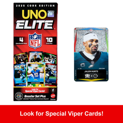 UNO Elite NFL Booster Set Plus With 40 Elite Action Cards, 2025 Core Edition (Players May Vary)