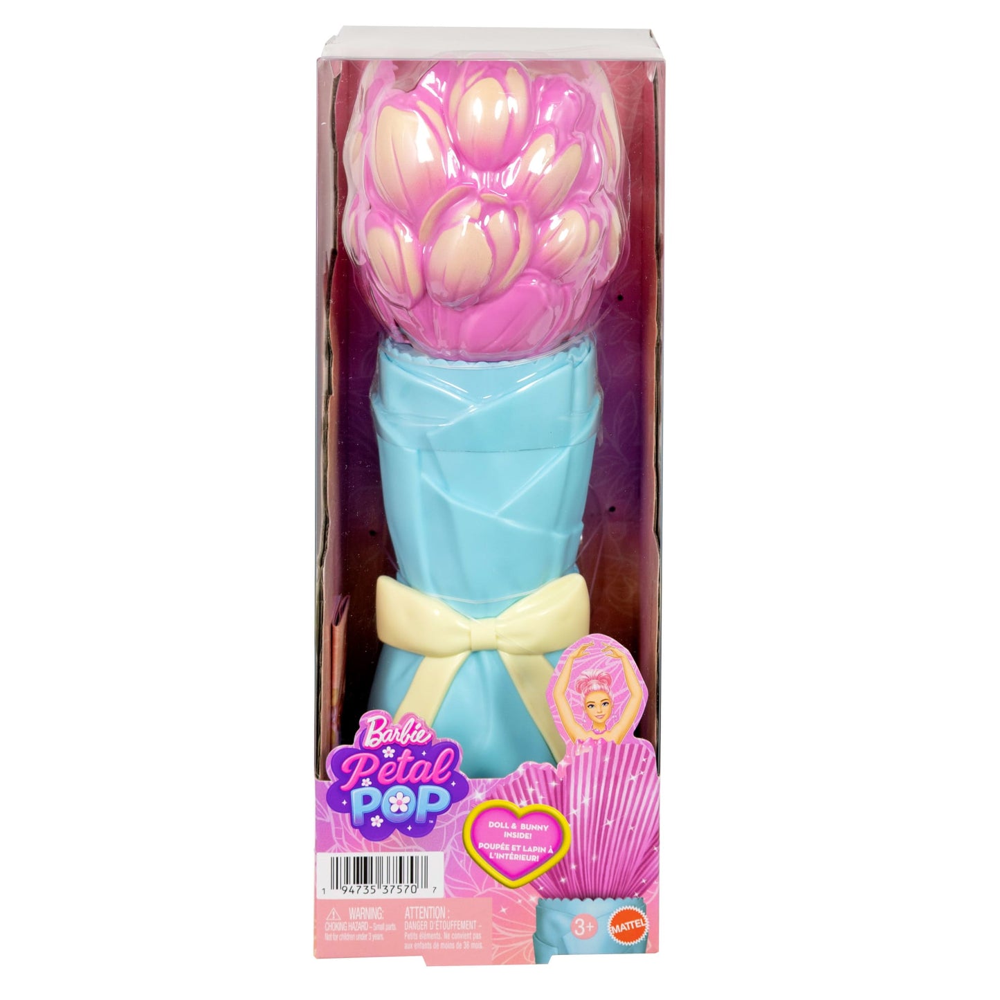 Barbie Petal Pop Scented Fashion Doll With Pink Tulip Dress, Reveal Accessories Like Bunny & More