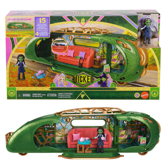 Universal Pictures’ Wicked Emerald City Train Small Doll Playset, 3 Play Spaces & 15 Total Pieces