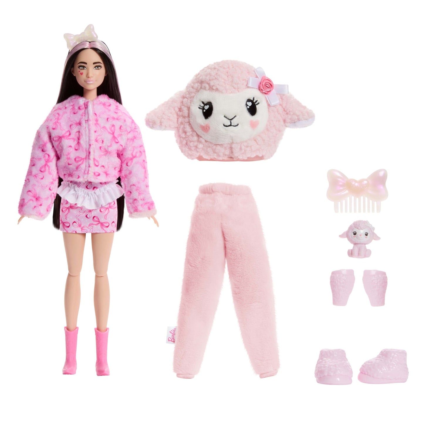 Barbie Cutie Reveal Doll & Accessories, Cuddly Series Lamb With 10 Surprises