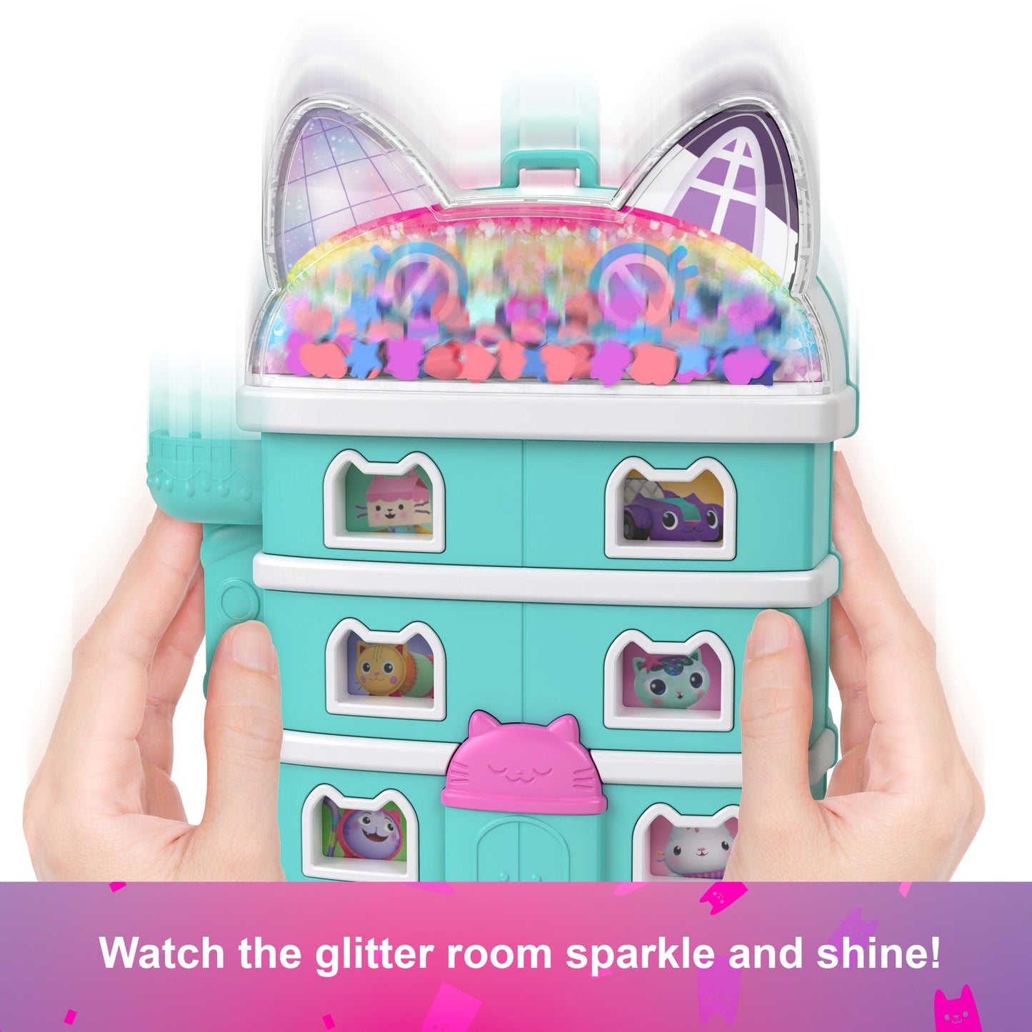 Polly Pocket Micro Dolls And Playset, Gabby's Dollhouse Compact With 9 Accessories & Pet Cat Friends