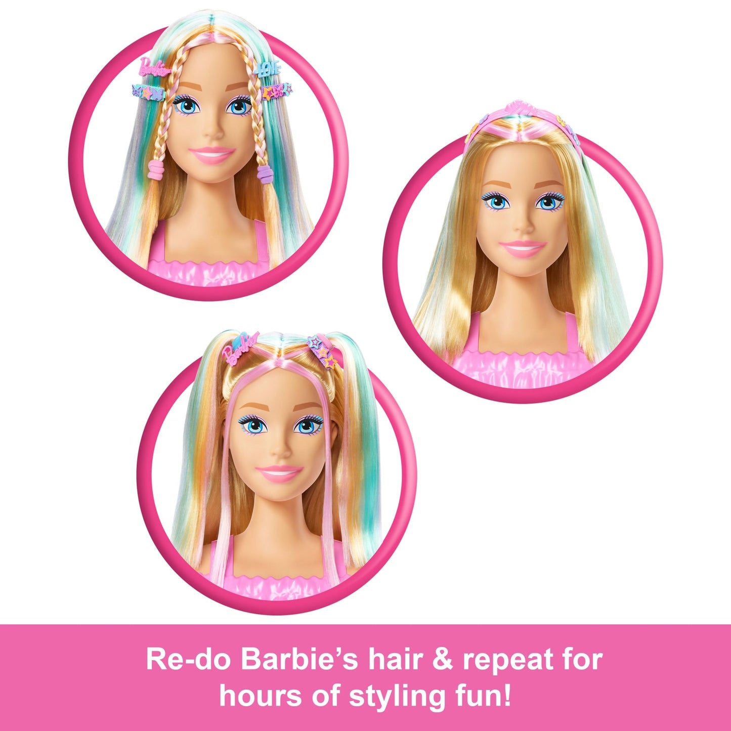Barbie Doll Styling Head, Blonde Hair With 20+ Hair Styling Accessories