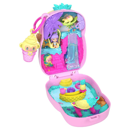 Polly Pocket Pineapple Monkey Compact Playset With 1 Micro Doll And Pet, Travel Toy With Fruit Accessories