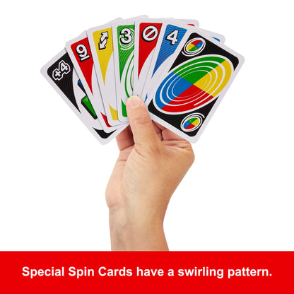 UNO Spin Card Game For Kid, Adult & Family Nights, Classic Play With Spinner