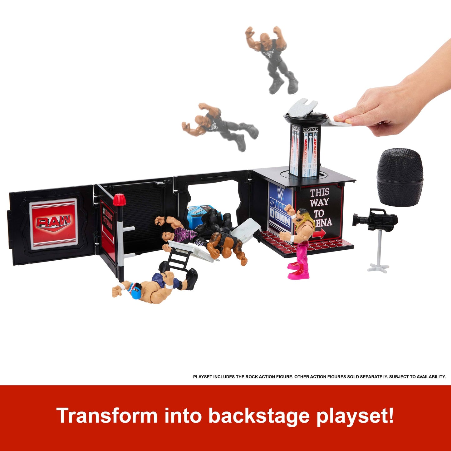 WWE Knuckle Crunchers Final Boss Microphone Playset With The Rock Action Figure & 2 Accessories