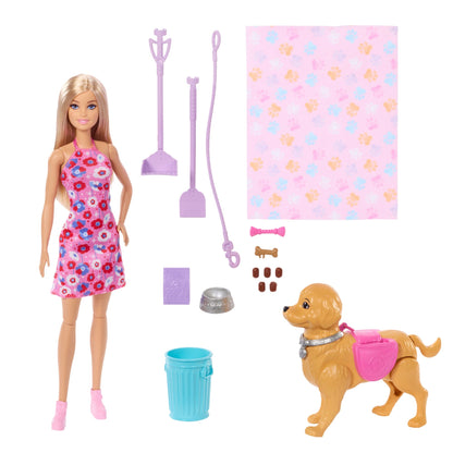 Barbie Coffret “Malibu” et Son Chiot Promenade et Besoins