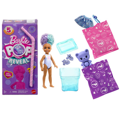 Barbie Chelsea Pop Reveal Treat Series Doll With 5 Surprises Including Scent & Pet