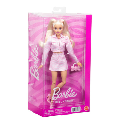 Barbie Deluxe Style Fashion Doll #9 in Matching Pink Denim Jacket & Skirt Set, Blonde