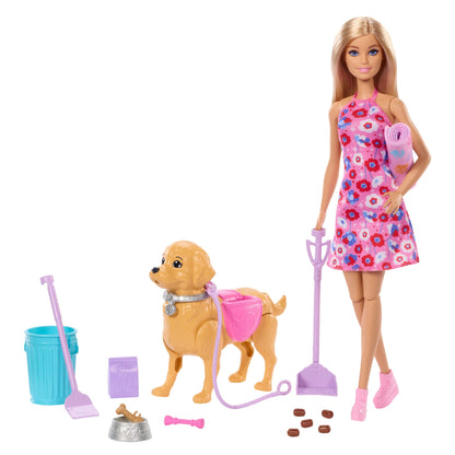 Barbie Coffret “Malibu” et Son Chiot Promenade et Besoins