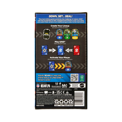 UNO Elite NFL Card Game 2025 Alt Jerseys Edition Starter Pack With 4 Booster Packs & 2 Promo Cards