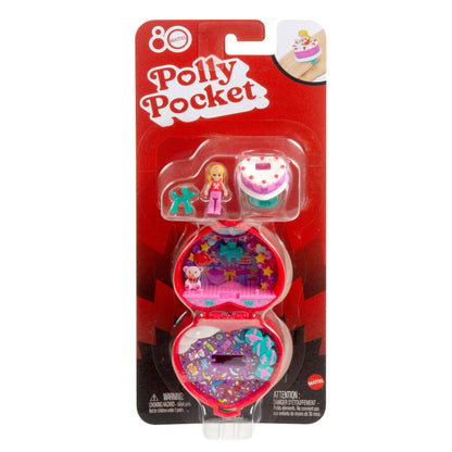 Polly Pocket Doll & Playset, Mattel 80th Anniversary Ring Box, Jewelry Box With Pet And Wearable Ring, Celebration Theme