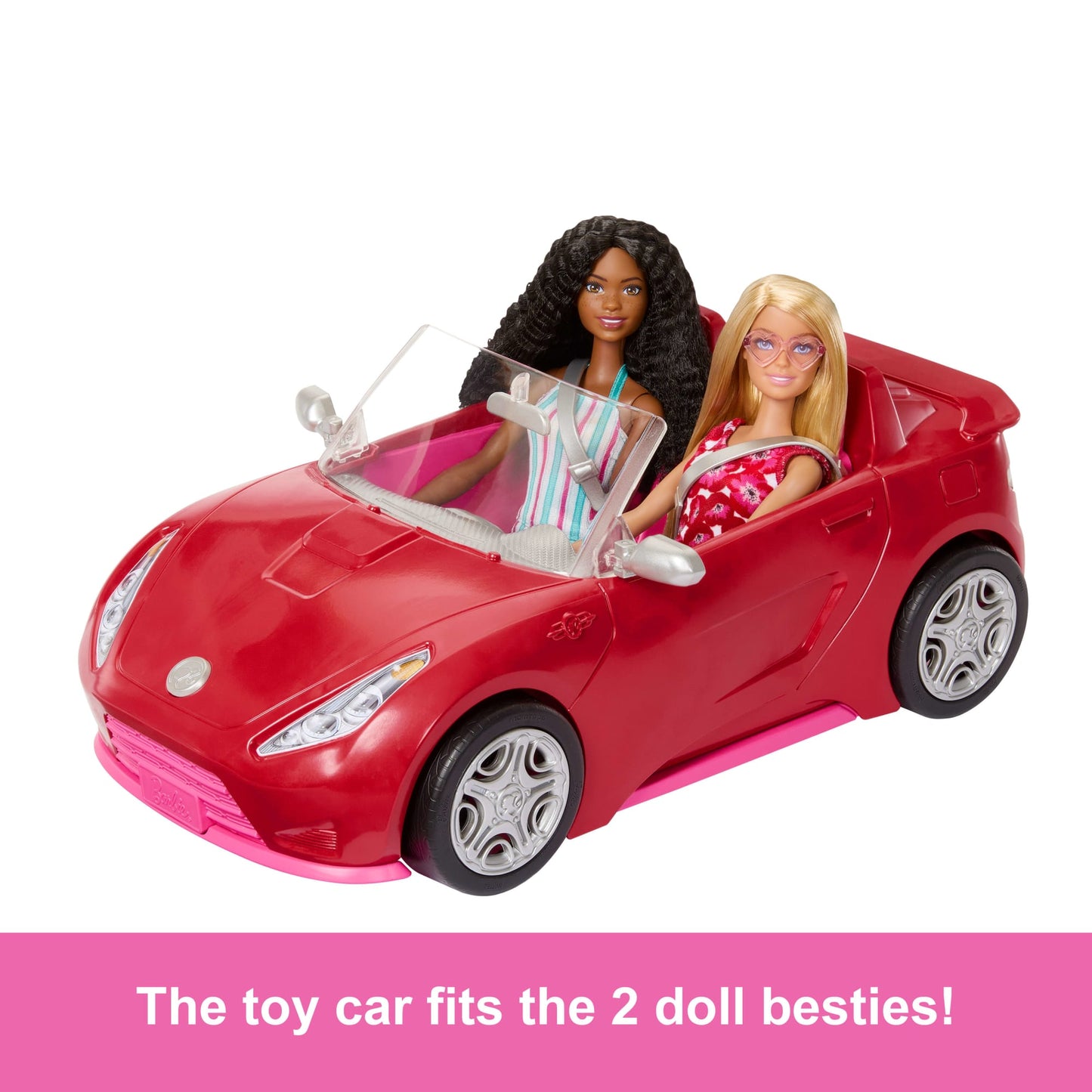 Barbie Playset With 2 Fashion Dolls, Convertible Toy Car, Pool With Slide & 15 Accessories Including Pet