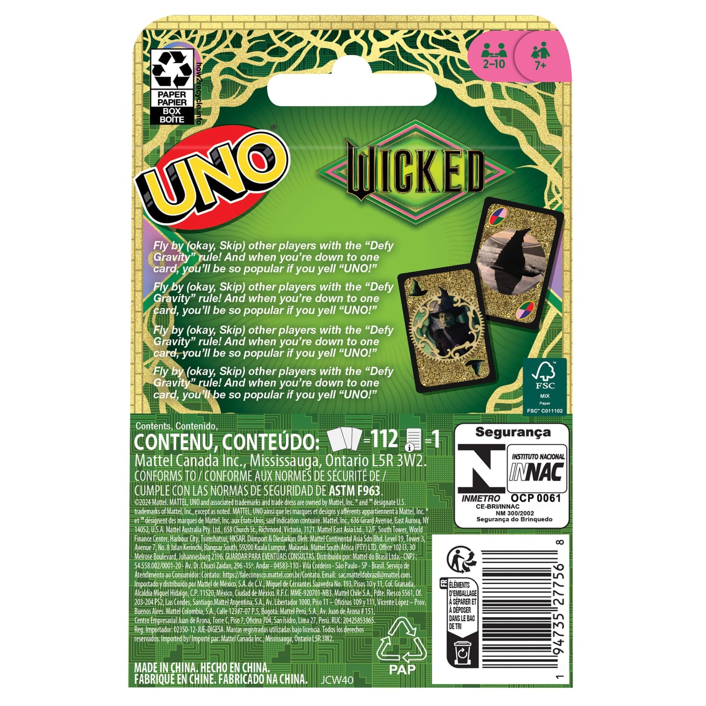 UNO Wicked Card Game For Kid, Adult & Family Nights Inspired By The Movie