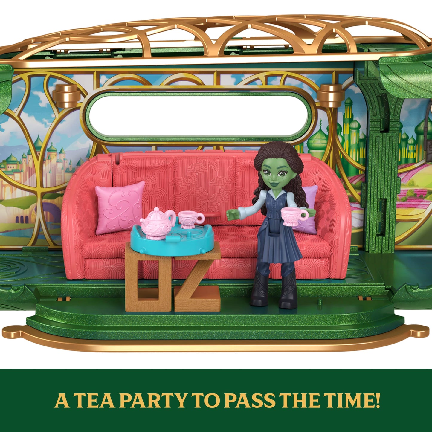 Universal Pictures’ Wicked Emerald City Train Small Doll Playset, 3 Play Spaces & 15 Total Pieces