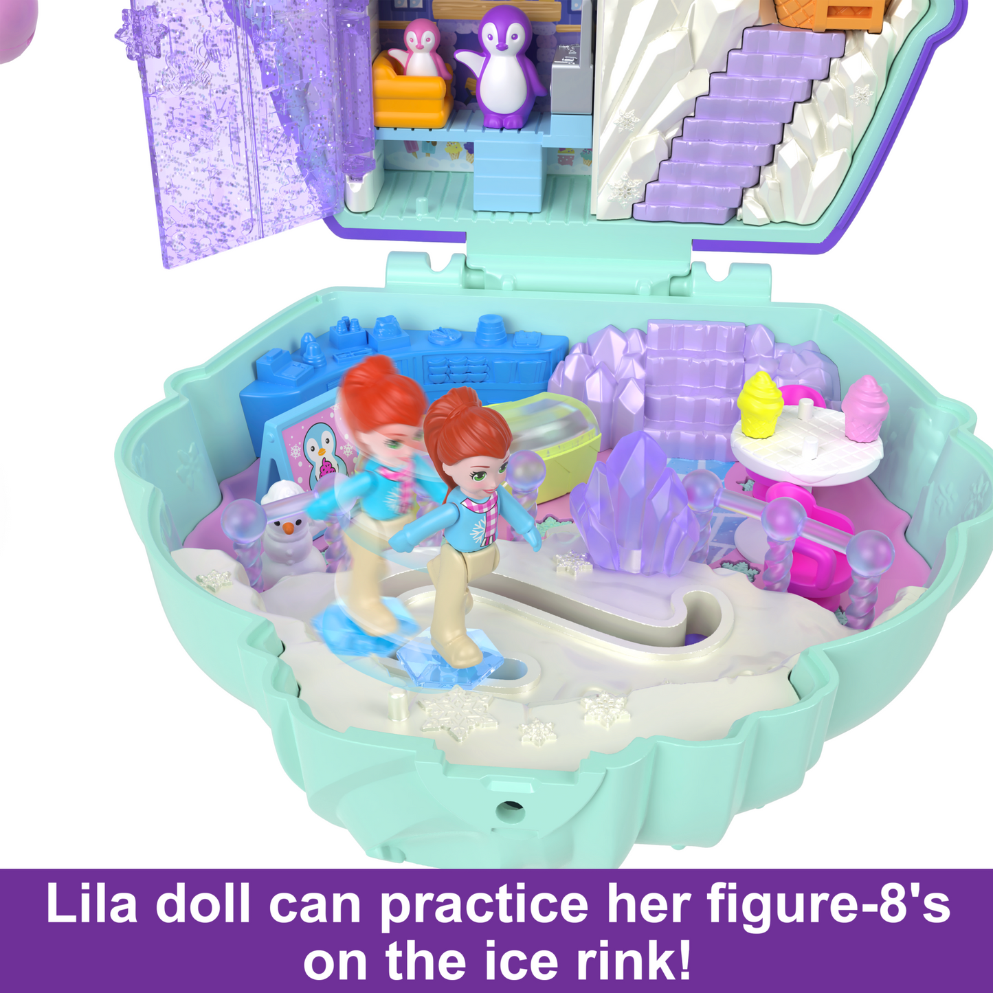 Polly Pocket Dolls And Playset, Travel Toys, Snow Sweet Penguin Compact